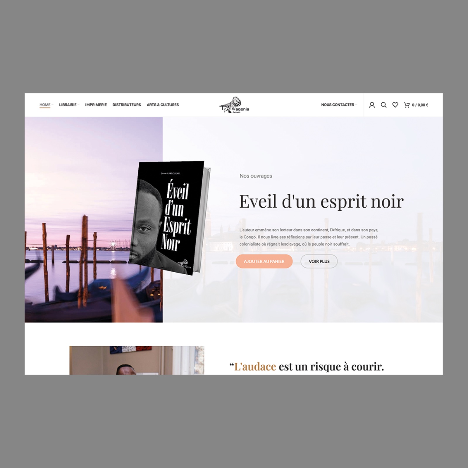 Maquette du site web Wagenia Éditions
